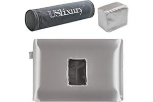 USlixury Piercing Pillow - Ear Piercing Pillow with Foam Plug, 4''H Ear Pillow with 4.7*3.2 and Off Center Ear Hole, CertiPUR-US Memory Foam Piercing Pillow for Side Sleeper, Satin Cover, Silver Grey