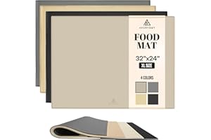 AVERYDAY 32x24'' Silicone Dog Mat for Food and Water, 0.63'' Edge Dog Food Bowl Mats for Floor Waterproof, Dogs Water Mat for Sloppy Drinker, Non Slip Rubber Pet Feeding Mats for Indoor Dogs and Cats