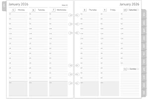 newestor 2026 A5 Planner Inserts, Filofax A5 Compatible, Weekly and Monthly Appointment Book Pages, Tabbed, 6 Holes