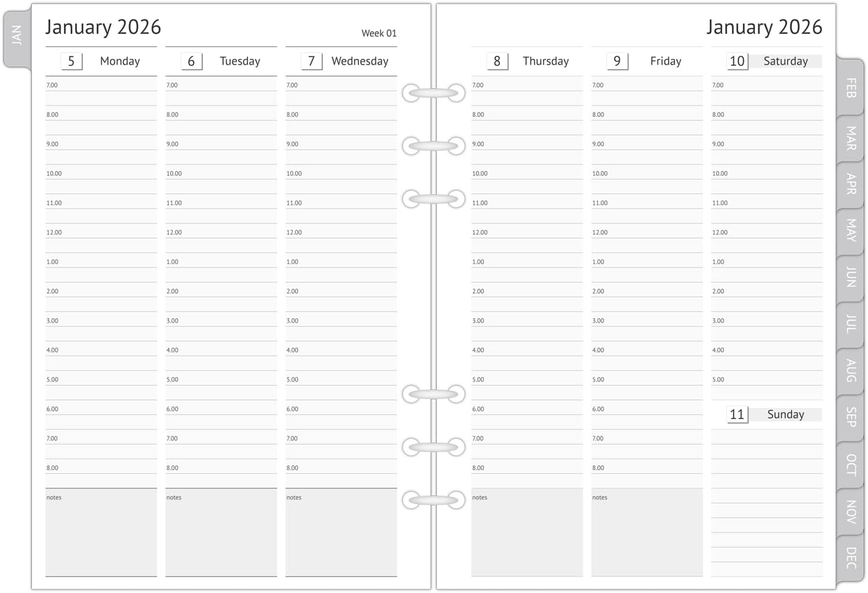 Photo 1 of newestor 2026 A5 Planner Inserts, Filofax A5 Compatible, Weekly and Monthly Appointment Book Pages, Tabbed, 6 Holes