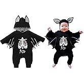 ROYLAMP Infant Baby Black Bat Romper Cloak Pumpkin My 1st Halloween Boy Girl Outfits Set With Ear Hat