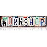 Vintage Workshop Metal Tin Signs Street Signs Home Wall Decor 16 x 4 Inches