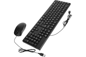 SEWACC French Layout Wired Keyboard and Mouse Combo with USB Connection for Office and PC Use, Quiet Design