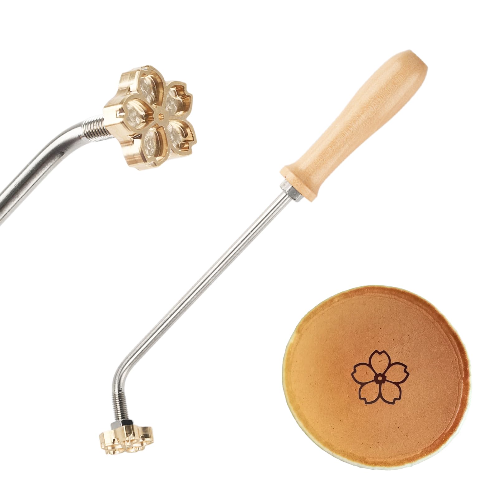 Photo 1 of BSDLZCH Custom Branding Iron for Cake, Brand Burning Iron Stamp Cake Hot Stamping Baking Mold DIY Personalized Stamp Logo Mold Hot Stamping Cake Tool (Flower Shape)