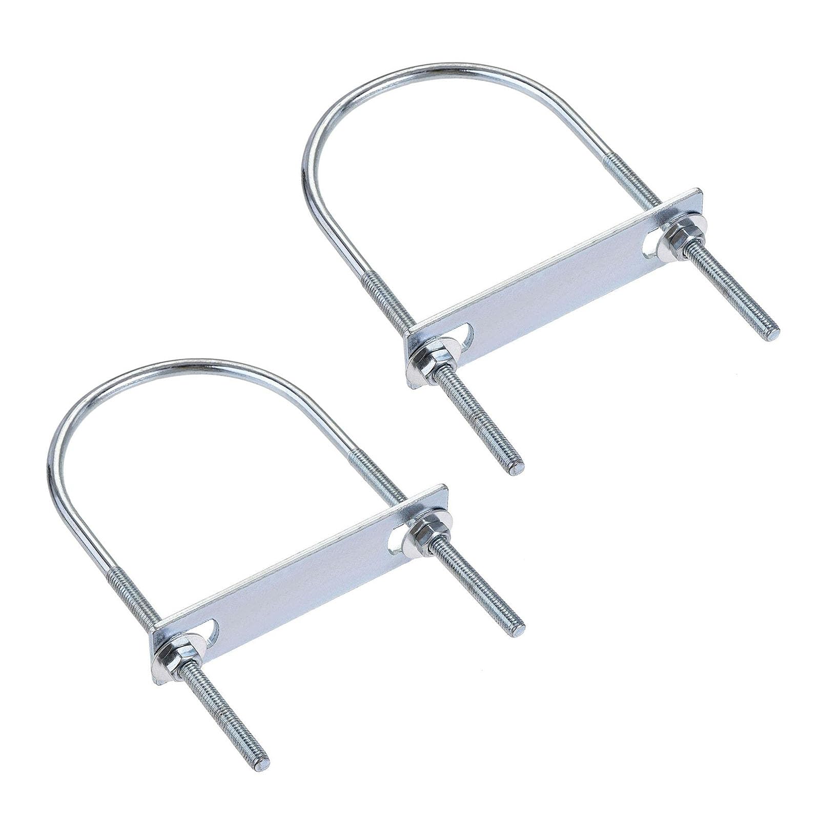 TA-VIGOR 2 sets M6 Round U-Bolts, 76mm Inner Width 150mm Length Steel U-Bolts with Nut, Plate, Washer for Attaching Piping Conduit Cable Tube Brackets Boat Trailer