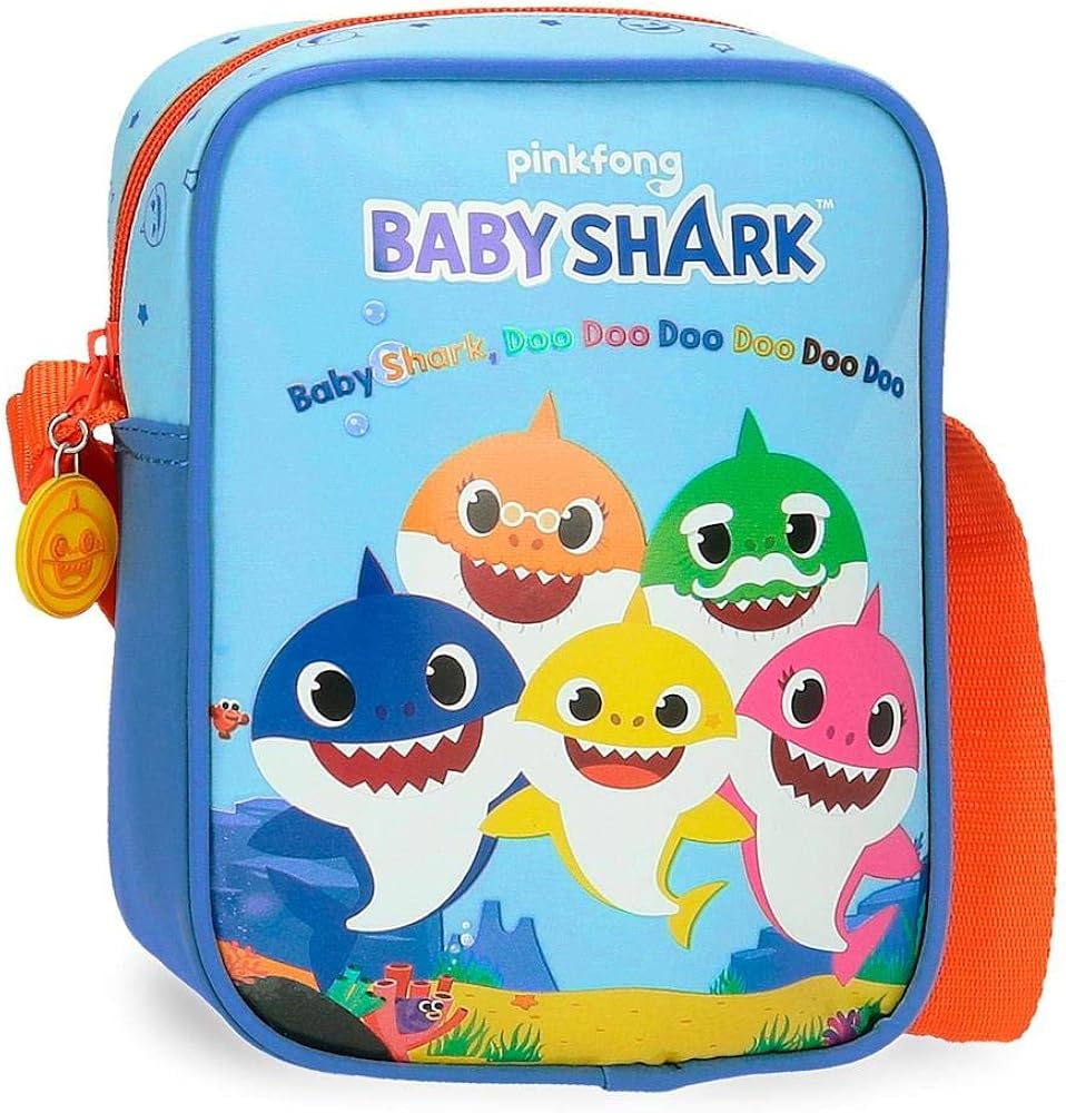 Baby Shark Shark Family Shoulder bag Blue 15x20x6 cms Microfiber