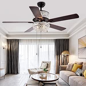 52'' Crystal Ceiling Fan Lamp Crystal Lamp Light LED ...