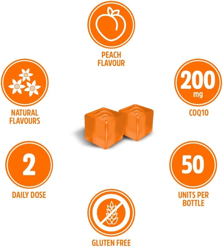 VITALDIN Coenzyme Q10 Gummies, 200 mg CoQ10 per Serving, 50 Chewable Gummies (1 Month Supply), Peach Flavour - Image 5