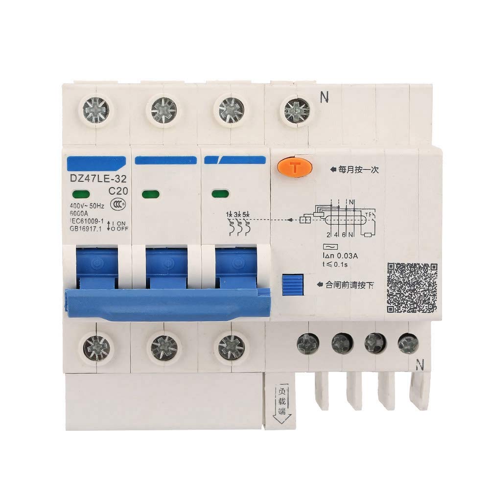 Alvinlite DC Miniature Circuit Breaker, 3 Pole 20 Amp 400V DZ47LE-32 Isolator for Solar PV System and Other DC System,Thermal Magnetic Trip, Din Rail Mount, DC Disconnect Switch C20