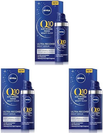 NIVEA Q10 Anti-Wrinkle Night Serum 30ml Pack of 3 Pro-Vitamin B5 Q10