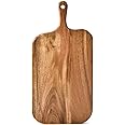 BILL.F Acacia Wood Cutting Board with Handle Wooden Charcuterie Board Paddle Cheese Board Serving Boards for Kitchen Meat, Pizza,Cheese, Bread, Vegetables &Fruits 15'' x 7.5'' x 0.6''