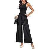 KIFOVEN Women's Loose Jumpsuits One Piece Round Neck Sleeveless Wide Leg Overalls With Pockets