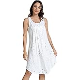 NACHILA Nightgowns for Women-Viscose Made from Bamboo, Sleeveless Sleep Dress Soft Nightshirts Satin V Neck Sleepshirts