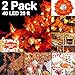 2 Pack Maple Leaves Garland String Lights 40 LED Lights 20ft Waterproof Fall Decoration Seasonal Lights for Holiday Party Indoor Outdoor Decor Birthday Gift 3AA Battery Operated