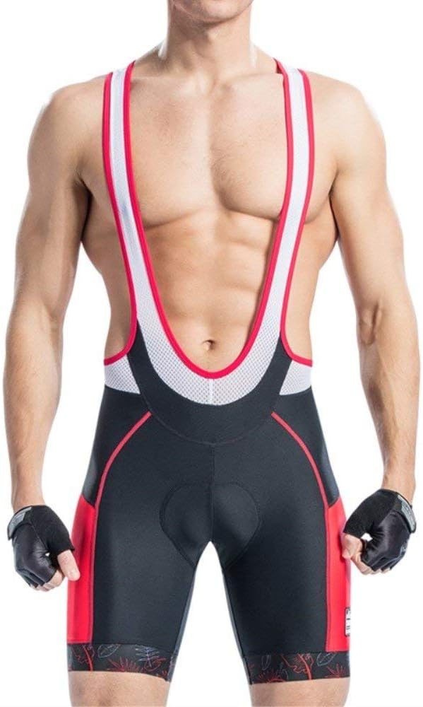 Santic Cycling Bib Shorts Men Pro Gel Padded Bike Pants with Color-Blocking: Clothing