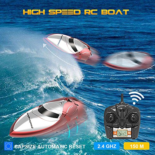 Kidshome High Speed RC Boat Pool Toys Remote Control Boat 600mAh Battery LCD Display for Kids Adults Outdoor Fast Boat Racing - Thumbnail 6