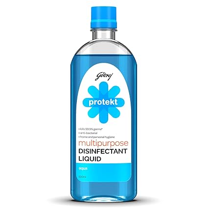 Godrej Protekt Multipurpose Disinfectant Liquid (500ml)-Kills 99.9% Germs, Anti-bacterial, for Home & Personal Hygiene, Aqua Fragrance