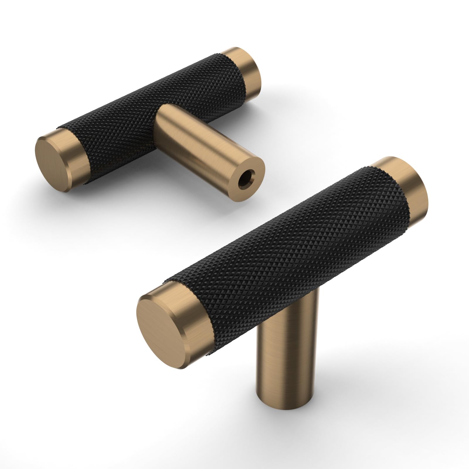 Amerdeco 10 Pack 2 Inch Champagne Bronze Black Cabinet Knobs Single Hole Cabinet Pulls Dresser Knob Round Drawer and Pulls for Bathroom Cabinets AM003