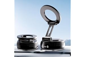 Magnetic Car Mount Vacuum Suction Phone Holder - EndlessAzure N55 Strong Magnet, Metal Foldable Arm, 360° Adjustable for MagS