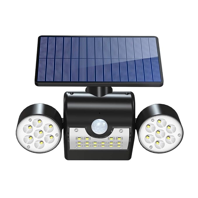 Solarleuchte 30 LED Superhelle Solarlampe Außen mit Bewegung, IP65 Wasserdicht Wandleuchte 360° Drehbar Dual Lichtkopf und So