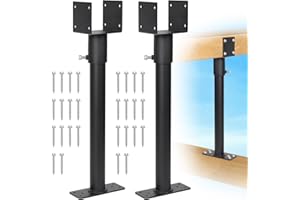 BTRAM 2 Pack 304 Stainless Steel 3.6" Heavy Duty Saddle Roof Riser for Patio Pergolas, 18-1/4" High (Black)