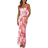 PRETTYGARDEN Women's 2026 Spring Floral Spaghetti Strap Maxi Dress Stretch Sexy Bodycon Dress Backless Slip Long Dresses