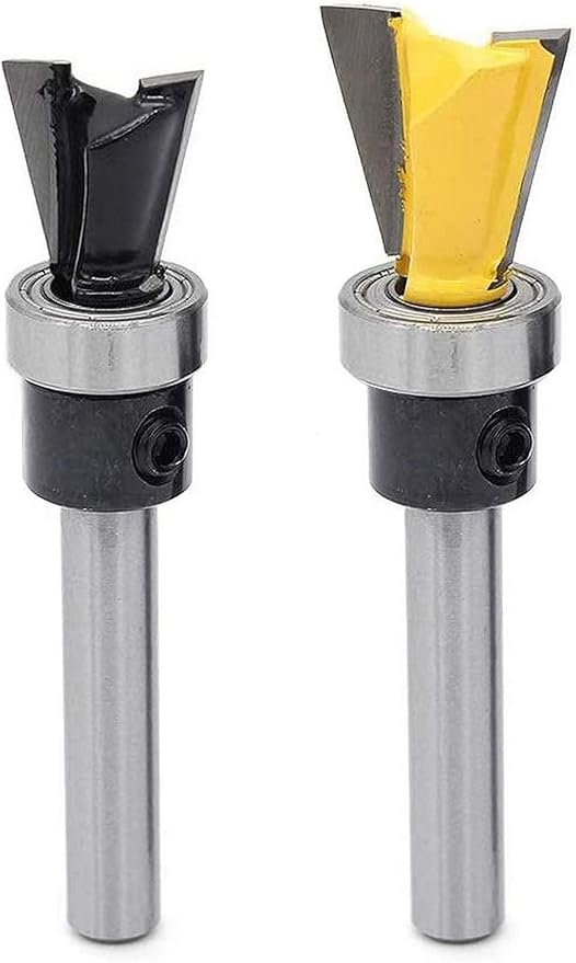 2 Pieces Dovetail Joint Bearing Router Bit Set, 1/4 Inch Shank Dovetail