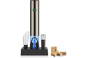 SisDruo Electric Wine Opener with Charging Base, Automatic Corkscrew, Rechargeable Touch-Sensor, Foil Cutter, Vacuum Stopper,