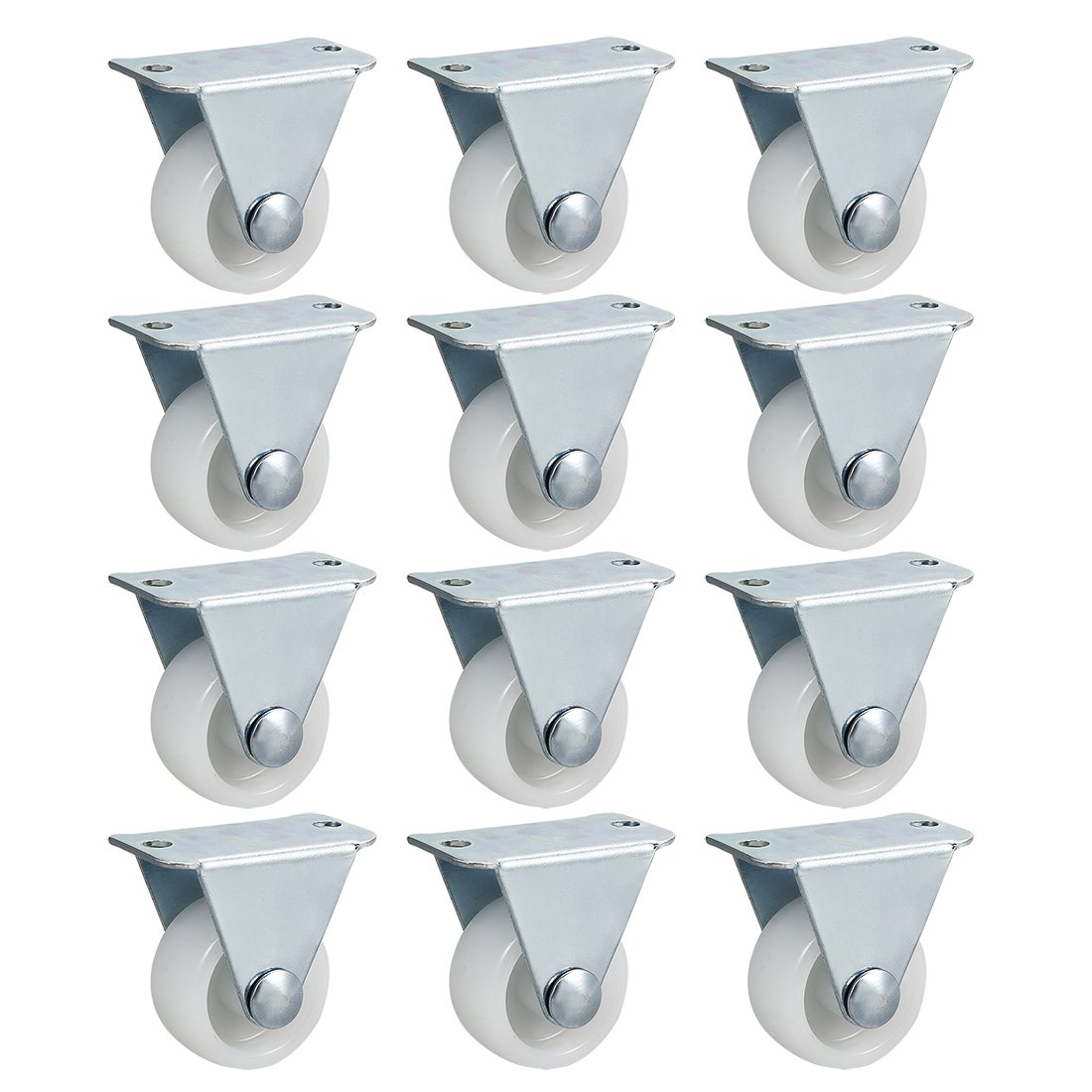 Sourcingmap Caster Wheels 1" Polypropylene with Top Plate 11LBS Capacity for Furniture Carts Workbench, White, Pack of 12