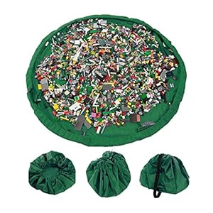 Busta per giocattoli, organizzatore con coulisse Lego tappeto Toocoo spalla oversize tappetino impermeabile per picnic e giochi per neonati (verde) LEGO