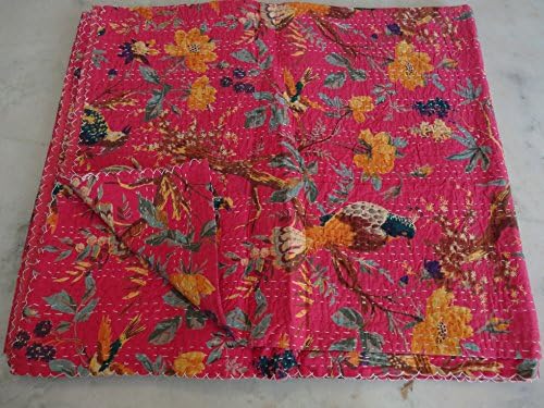 Tribal Asian Textiles Indian Handmade Quilt Kantha Bedspread Throw Cotton Blanket Ralli
