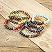 FIBO STEEL Mens Bracelet 7 Chakras Gemstone Bracelets for Men Women Natural Lava Rock Beads Healing Energy Yoga Bracelets F