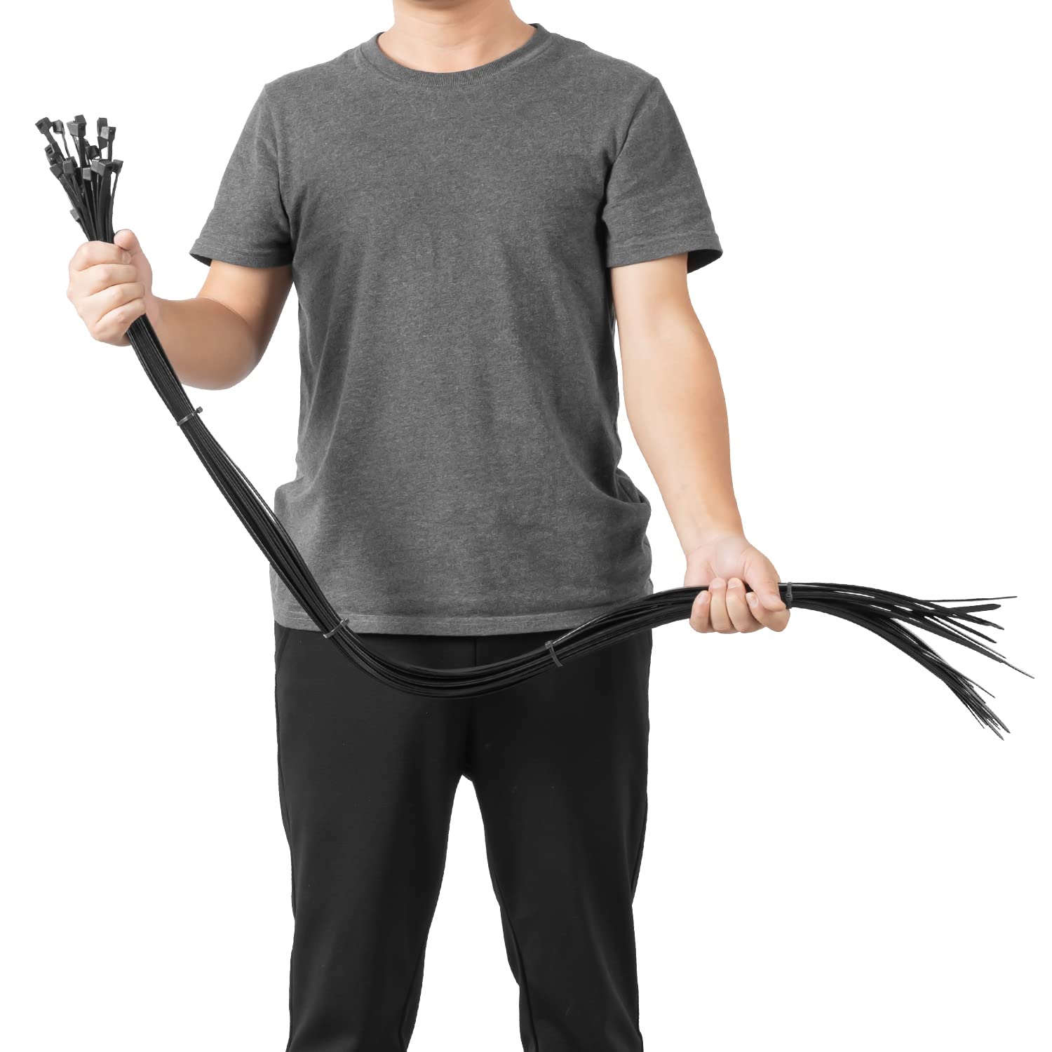 Armpow 25pcs Cable Tie Long 1200mm x 9mm Wide UV Resistant 80 KG Tensile Strength for HVAC Outdoor Construction,Ultra Strong Self Locking Extra Long Zip Tie Wraps((9mm x 1200mm -25pcs, Black) — image 1