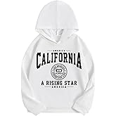 SweatyRocks Girl's Letter Print Long Sleeve Hoodies Trendy Graphic Hooded Neck Pullover Sweatshirts
