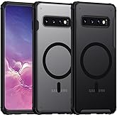 TIANNIUKE Magnetic Case for Samsung Galaxy S10 Plus, Translucent Matte Anti-Fingerprint,Compatible with MagSafe,Slim Fit Shockproof Protective Phone Case for Galaxy S10 Plus Case (Transparent Black)