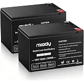 Miady 12V 12Ah Rechargeable Sealed Lead Acid Battery (2 Packs)