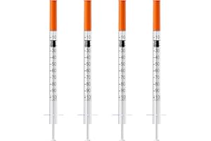 U-100 Insulin Syringe 31G 5/16" (8mm) 1mL/cc Insulin Syringes with Needle Individually Wrapped, Pack of 100