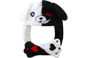 Loiahoer Black White Bear Hat Moving Ears,Pressing Jumping Hat Cap Paws Will Make Ears Move,Funny Novelty Gift Womens Girls