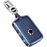 ontto Leather Key Fob Cover with Keychain Stylish Key Case Full Protection Fit for Volvo XC90 S90 XC60 2018 2019 Blue