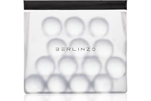 Berlinzo Large Reusable Ice Storage Bag - Freezer Safe Leakproof Silicone and Plastic Free Lunch Bag for Ice and Food Storage