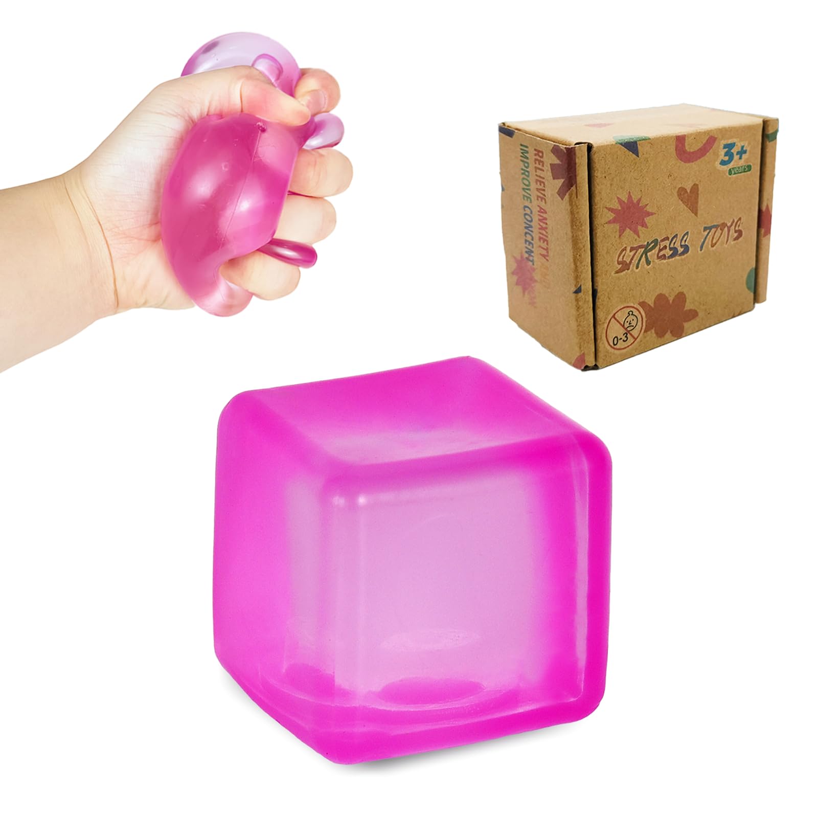 Fumzazyllo 5cm Squeeze Cube – Soft Stress Relief Toy for Kids & Adults, Squishy Fidget Ball for Anxiety & Focus, Durable Sensory Toy for Boys & Girls (Ages 3+)