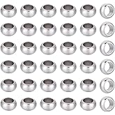 UNICRAFTALE 60pcs Rondelle Spacer Beads Stainless Steel Loose Beads 6mm Hole Spacer Beads Smooth Surface Beads Finding for DIY Bracelet Necklace Jewelry Making Craft