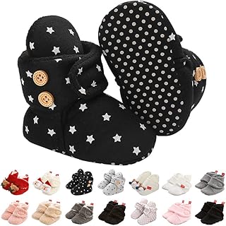 Neugeborene Warme Winterschuhe, Bio Baumwoll-Futter und rutschfeste Streifen Bootie Sock Schuhe Winter Weiche Sohle Krabbelschuhe Gr.0-18 Monate Baby Jungen Mädchen Prewalker Kleinkind Schuhe