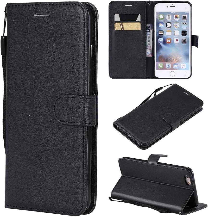 iPhone 6S Plus Case, iPhone 6 Plus Case Wallet (Not for iPhone 6 4.7inch), Leather Cases Flip Folio Book Case Wallet Cover with Kickstand Card Slots for iPhone 6 plus/6S Plus 5.5inch - Black
