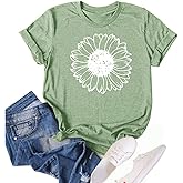 GLIGLITTR Women's Summer Sunflower T Shirt Cute Flower Graphic Loose Tees Crew Neck Short Sleeve Casual Tops