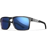 Wiley X WX Apex Sunglasses Safety Glasses for Men Shatterproof UV Eye Protection for Combat, Shooting Captivate Polarized Blue Mirror Lenses Matte Grey Frames