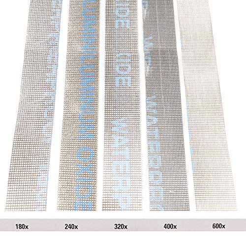 DCT Mesh Abrasive Paper 5-Piece Sand Paper Variety Pack with Dispenser – 180, 240, 320, 400, 600 Grit Mesh Sandpaper