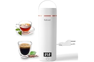 Sekaer Travel Portable Electric Kettle, Small Tea Kettle Coffee Mini Hot Water Boiler, 400mL & 304 Stainless Steel, with 4 Variable Presets and Auto Shut-Off SKE-840W