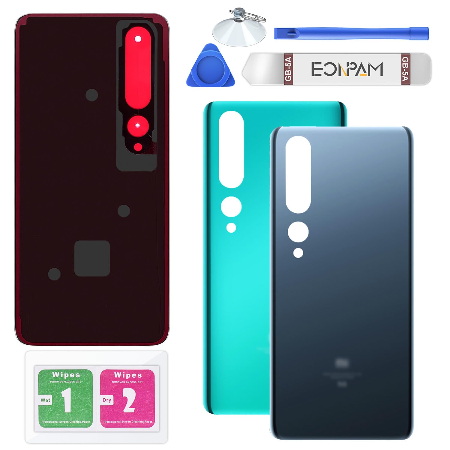 Eonpam Back Cover Glass for Xiaomi Mi 10 5G Rear Glass Replacement with Repair Kit Genuine Rear Housing（Grey）