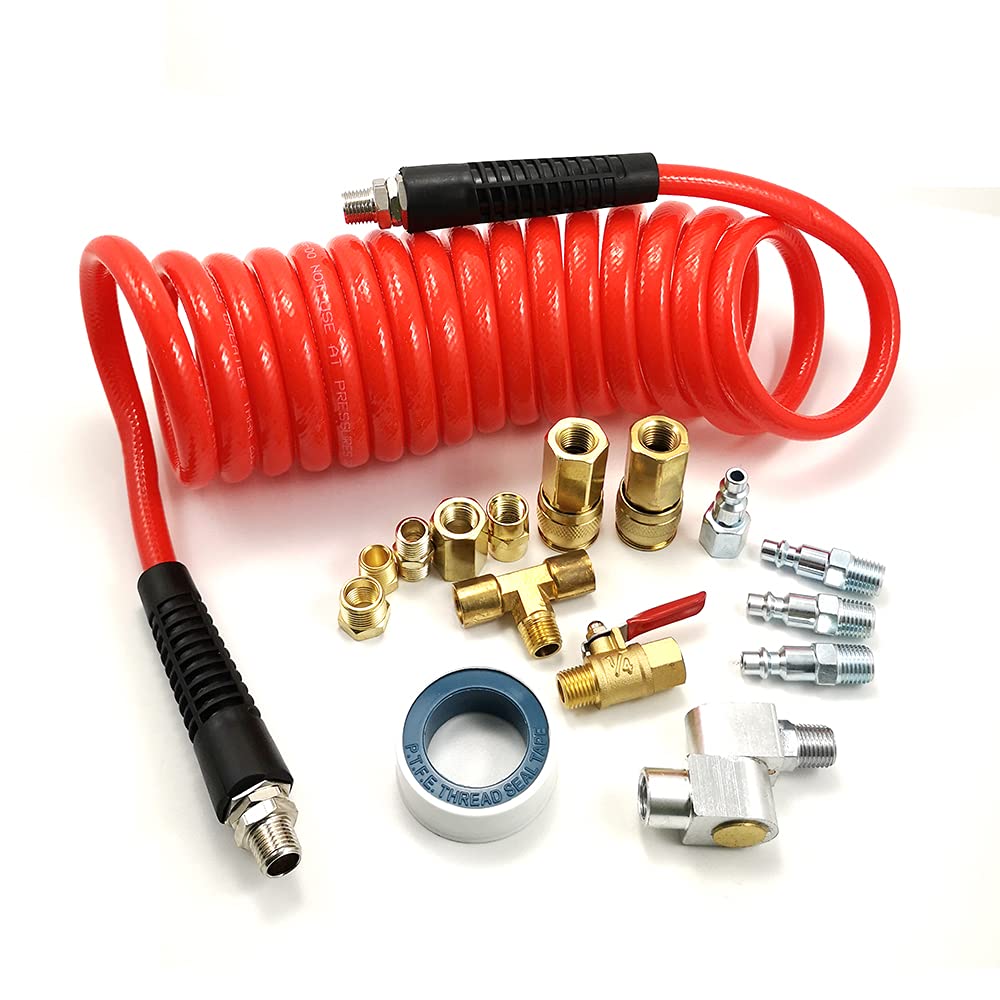 Photo 1 of Dynamic Power 16-PC. Air Compressor Accessory Kit with 3/8" x 15 ft Coil Air Hose